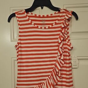 Striped Sleeveless Top - Red and White